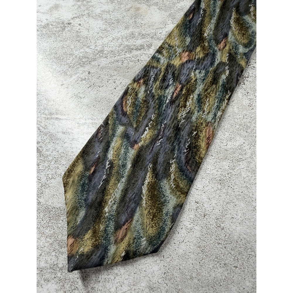 Cocktail Collection Tie Mens One Size Green 100% Silk Geometric Pointed